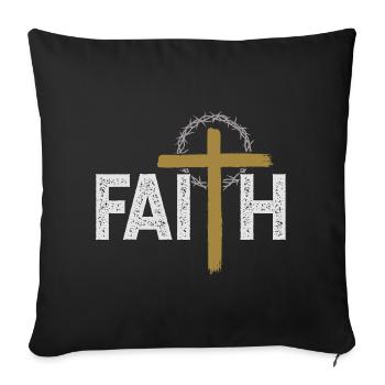 Faith Cross Crown Christian Grunge Style Design - Sofakissenbezug 45 x 45 cm - Schwarz - Vorne