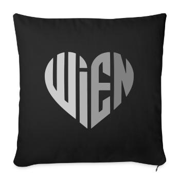 Vienna Geometric Heart Motif Grey - Sofa pillowcase 17,3'' x 17,3'' (45 x 45 cm) - black - Front
