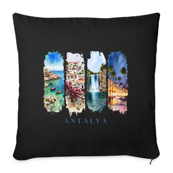 Antalya Design – Turkey Summer Holiday Motif - Sofa pillowcase 17,3'' x 17,3'' (45 x 45 cm) - black - Front