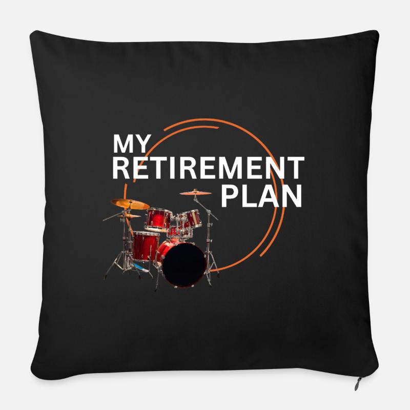 Retraite, batteur : mon plan de retraite - Housse de coussin décorative 45 x 45 cm - noir