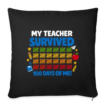 J'ai survécu à 100 jours d'école Rigolo - Housse de coussin décorative 45 x 45 cm - noir - Devant