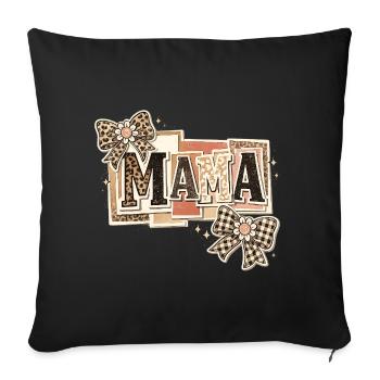 Mama Léopard et Nœuds | Cadeau Fête des Mères - Housse de coussin décorative 45 x 45 cm - noir - Devant