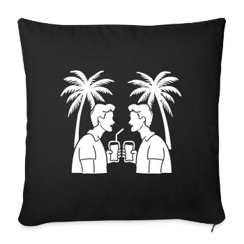 Silhouette de plage de vacances - Housse de coussin décorative 45 x 45 cm - noir - Devant