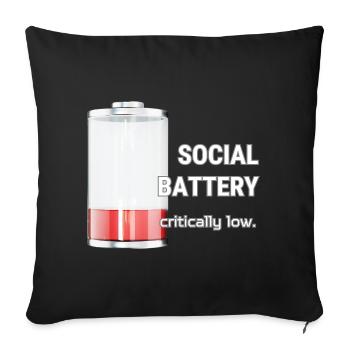 Batterie sociale – Critiquement faible - Housse de coussin décorative 45 x 45 cm - noir - Devant
