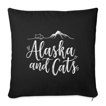 Alaska and Cats Minimalist Line Art White - Sofa pillowcase 17,3'' x 17,3'' (45 x 45 cm) - black - Front