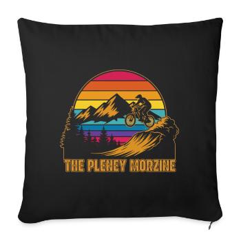Le Pleney Morzine Rétro Coucher de soleil en VTT - Housse de coussin décorative 45 x 45 cm - noir - Devant