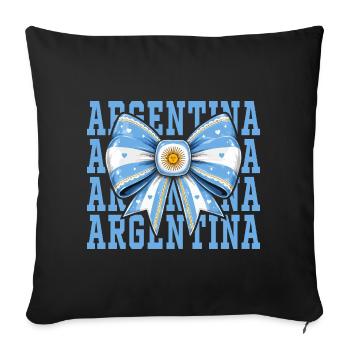 Nœud Drapeau Argentine | Style Coquette Argentin - Housse de coussin décorative 45 x 45 cm - noir - Devant
