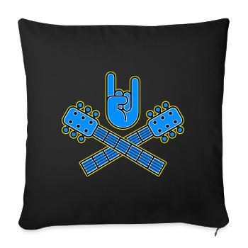 Guitares croisées avec cuivres en forme de doigts - Housse de coussin décorative 45 x 45 cm - noir - Devant