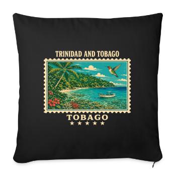 Trinidad and Tobago Tobago Vintage Travel Brand - Sofa pillowcase 17,3'' x 17,3'' (45 x 45 cm) - black - Front