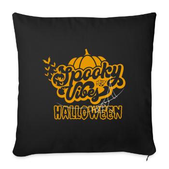 Spooky Vibes Halloween Kürbis Fledermaus Design - Sofakissenbezug 45 x 45 cm - Schwarz - Vorne