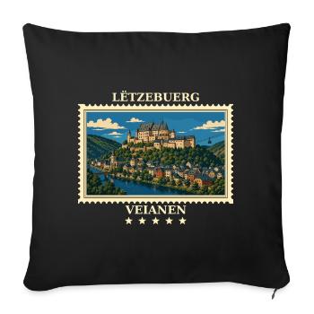 Luxemburg Vianden Vintage Reisemarke - Sofakissenbezug 45 x 45 cm - Schwarz - Vorne