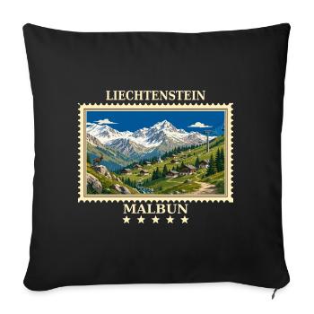 Liechtenstein Malbun Vintage Reisemarke - Sofakissenbezug 45 x 45 cm - Schwarz - Vorne