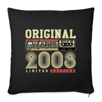 Original octobre 2008 – 18e anniversaire Rétro - Housse de coussin décorative 45 x 45 cm - noir - Devant