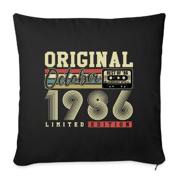 Original octobre 1986 – 40e anniversaire Rétro - Housse de coussin décorative 45 x 45 cm - noir - Devant
