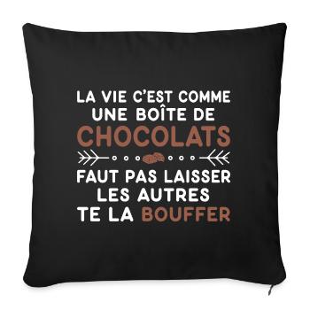 Chocolats Cadeau humour personnalisé - Housse de coussin décorative 45 x 45 cm - noir - Devant