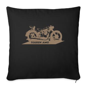 Touren AWO DDR Motorrad - Sofakissenbezug 45 x 45 cm - Schwarz - Vorne