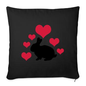 Lapin à 6 cœurs 2 - Housse de coussin décorative 45 x 45 cm - noir - Devant