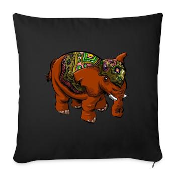 Elefant - Sofakissenbezug 45 x 45 cm - Schwarz - Vorne