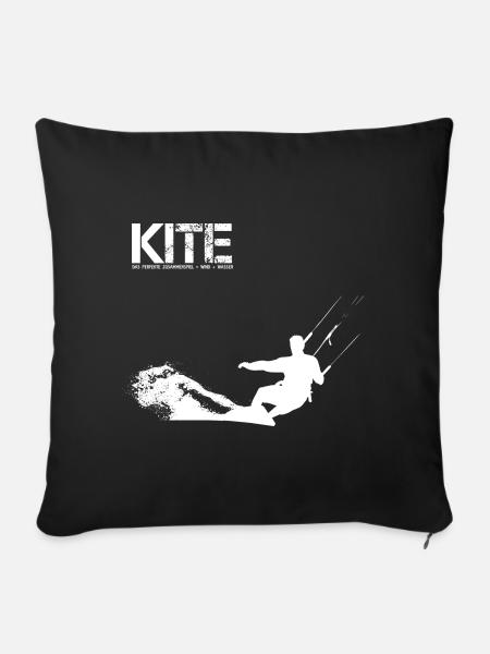 KITEBOARDING GESCHENK - Sofakissenbezug 45 x 45 cm - Schwarz