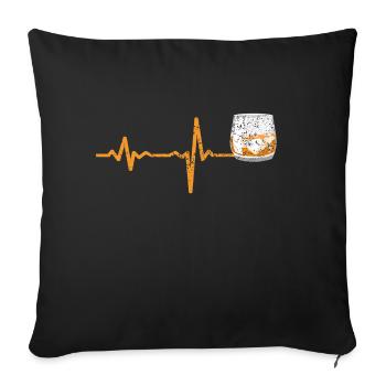 Heartbeat Whiskey Geschenk - Sofakissenbezug 45 x 45 cm - Schwarz - Vorne