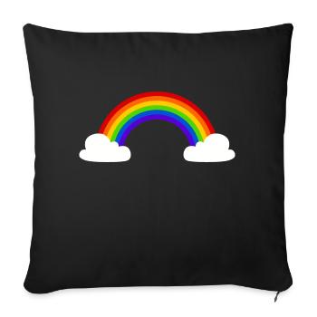 Regenbogen mit Wolken - Sofakissenbezug 45 x 45 cm - Schwarz - Vorne