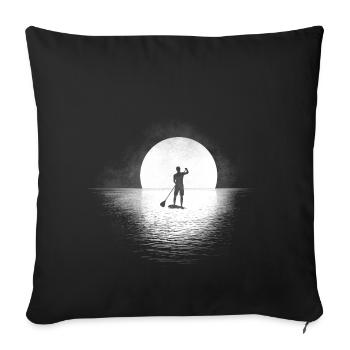 lève-toi pagayer sup homme silhouette - Housse de coussin décorative 45 x 45 cm - noir - Devant