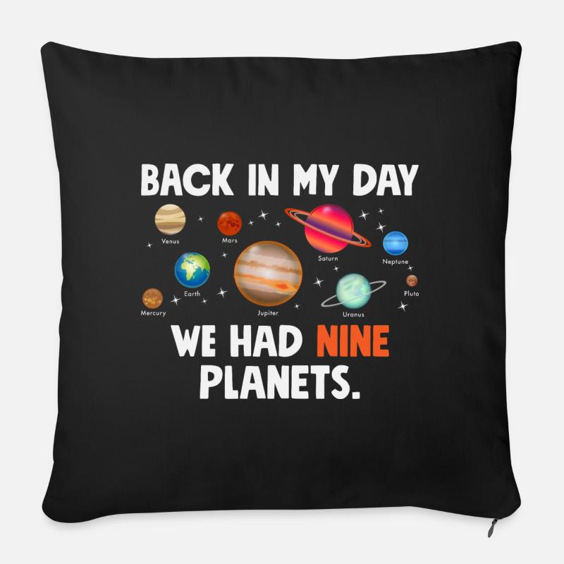 Funny solar system we had nine planets - Sofa pillowcase 17,3'' x 17,3'' (45 x 45 cm) - black