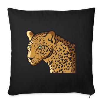 Leopard wildcat big cat in wildlife jungle - Sofa pillowcase 17,3'' x 17,3'' (45 x 45 cm) - black - Front