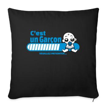 annonce grossesse - c'est un garçon - Housse de coussin décorative 45 x 45 cm - noir - Devant