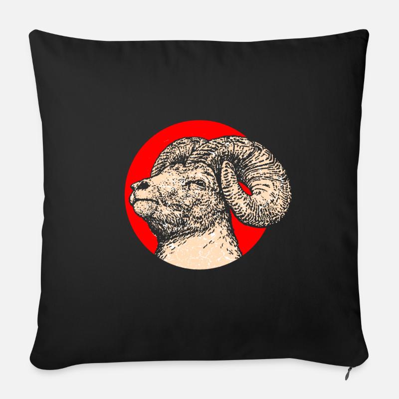 Mouflon de brebis Bélier - Housse de coussin décorative 45 x 45 cm - noir