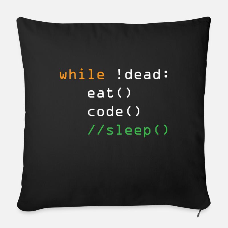 maenner shirt computer python programmer eat - Sofa pillowcase 17,3'' x 17,3'' (45 x 45 cm) - black