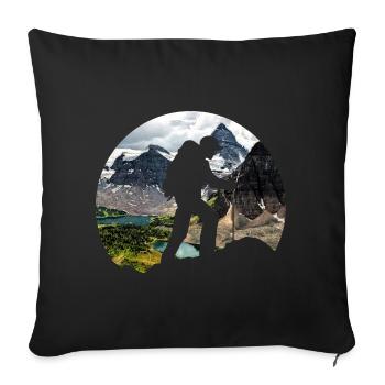 Outdoor Adventures Hiking Hiking Mountain Mountain - Sofa pillowcase 17,3'' x 17,3'' (45 x 45 cm) - black - Front