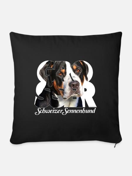 Grosser Schweizer Sennenhund - Sofakissenbezug 45 x 45 cm - Schwarz