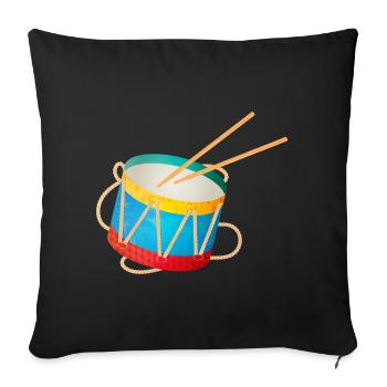 colorful drum for children with drumsticks - Sofa pillowcase 17,3'' x 17,3'' (45 x 45 cm) - black - Front