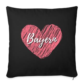 Bayern Liebe mit rotem Herz Schriftzug in Handschr - Sofakissenbezug 45 x 45 cm - Schwarz - Vorne