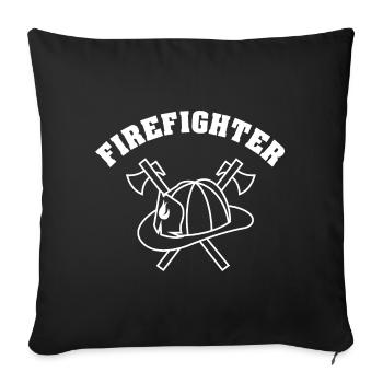 firefighter symbol firefighter helmet axe logo - Sofa pillowcase 17,3'' x 17,3'' (45 x 45 cm) - black - Front