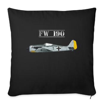 Focke Wulf FW 190 Avion de chasse - Housse de coussin décorative 45 x 45 cm - noir - Devant
