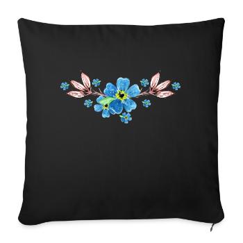 Blumen - Sofakissenbezug 45 x 45 cm - Schwarz - Vorne
