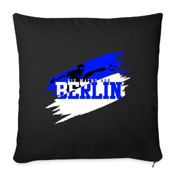 Berlin Soccer Charlottenburg Bleu Blanc - Housse de coussin décorative 45 x 45 cm - noir - Devant