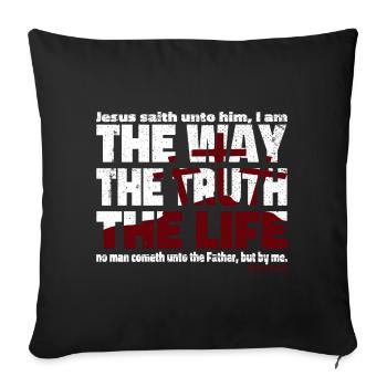 Jésus Christ le chemin de la vérité et la vie - Housse de coussin décorative 45 x 45 cm - noir - Devant