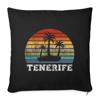 Design vintage de plage de Tenerife - Housse de coussin décorative 45 x 45 cm - noir - Devant