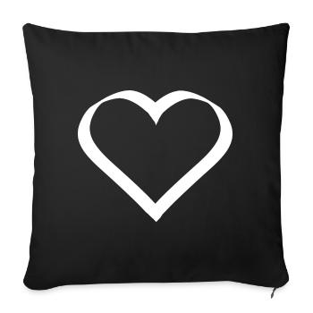 white heart white gift valentine's day - Sofa pillowcase 17,3'' x 17,3'' (45 x 45 cm) - black - Front