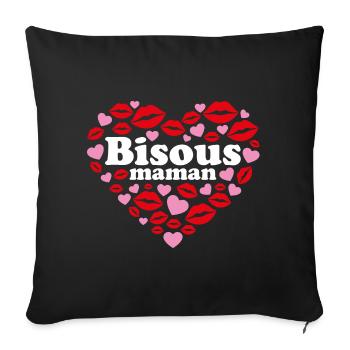 Bisous maman cœurs Maman je t'aime Fête des mères - Housse de coussin décorative 45 x 45 cm - noir - Devant
