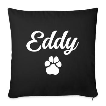 Dog name EDDY with paw - Sofa pillowcase 17,3'' x 17,3'' (45 x 45 cm) - black - Front