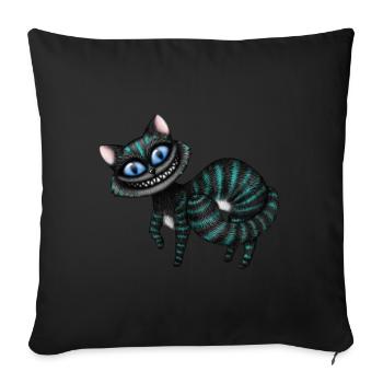 Chat bleu du Cheshire - Housse de coussin décorative 45 x 45 cm - noir - Devant