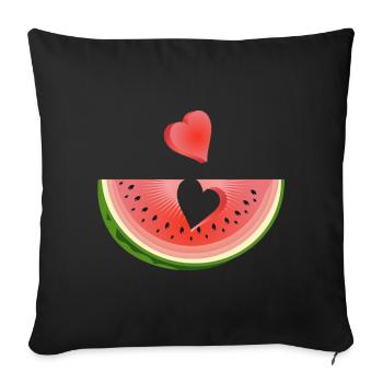 Morceau de pastèque avec cœur - Housse de coussin décorative 45 x 45 cm - noir - Devant