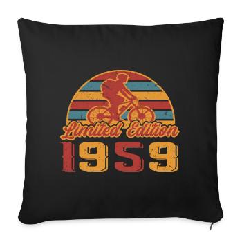 Bicycle Cyclist Bike Birthday Year of construction 1959 - Sofa pillowcase 17,3'' x 17,3'' (45 x 45 cm) - black - Front