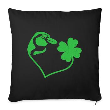 Pinguin Kleeblatt Glücksbringer Liebe - Sofakissenbezug 45 x 45 cm - Schwarz - Vorne