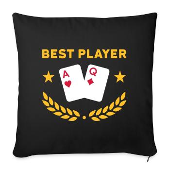 Best player (playing cards, stars, laurel wreath) - Sofa pillowcase 17,3'' x 17,3'' (45 x 45 cm) - black - Front