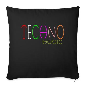 musique techno - Housse de coussin décorative 45 x 45 cm - noir - Devant